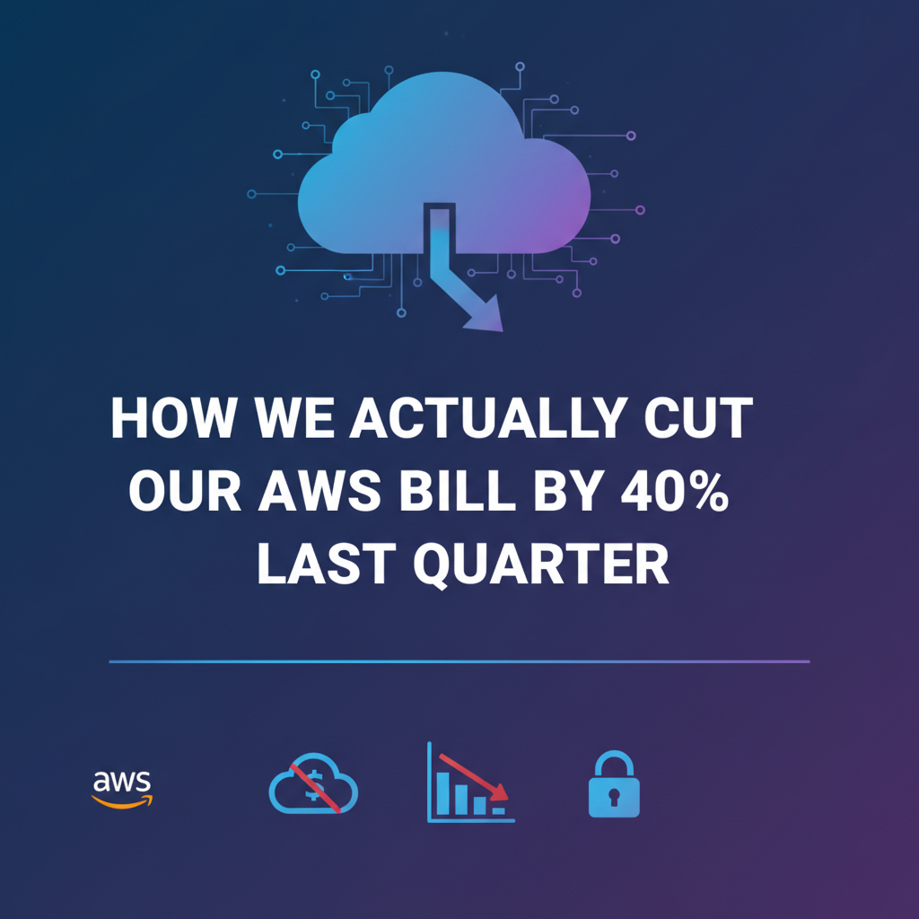 Professional blog header image for article titled: How We Actually Cut Our AWS Bill by 40% Last Quarter. High quality, relevant imagery, clean composition.