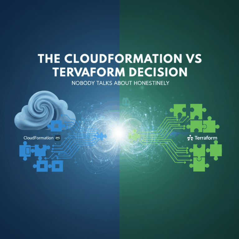 Professional blog header image for article titled: The CloudFormation vs Terraform Decision Nobody T