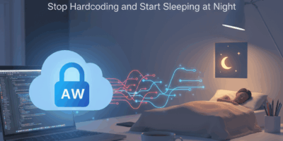 Professional blog header image for article titled: Secrets Management in AWS: Stop Hardcoding and St